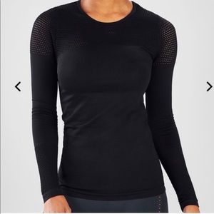 2/$25 Fabletics Black Mesh Long Sleeve Tee